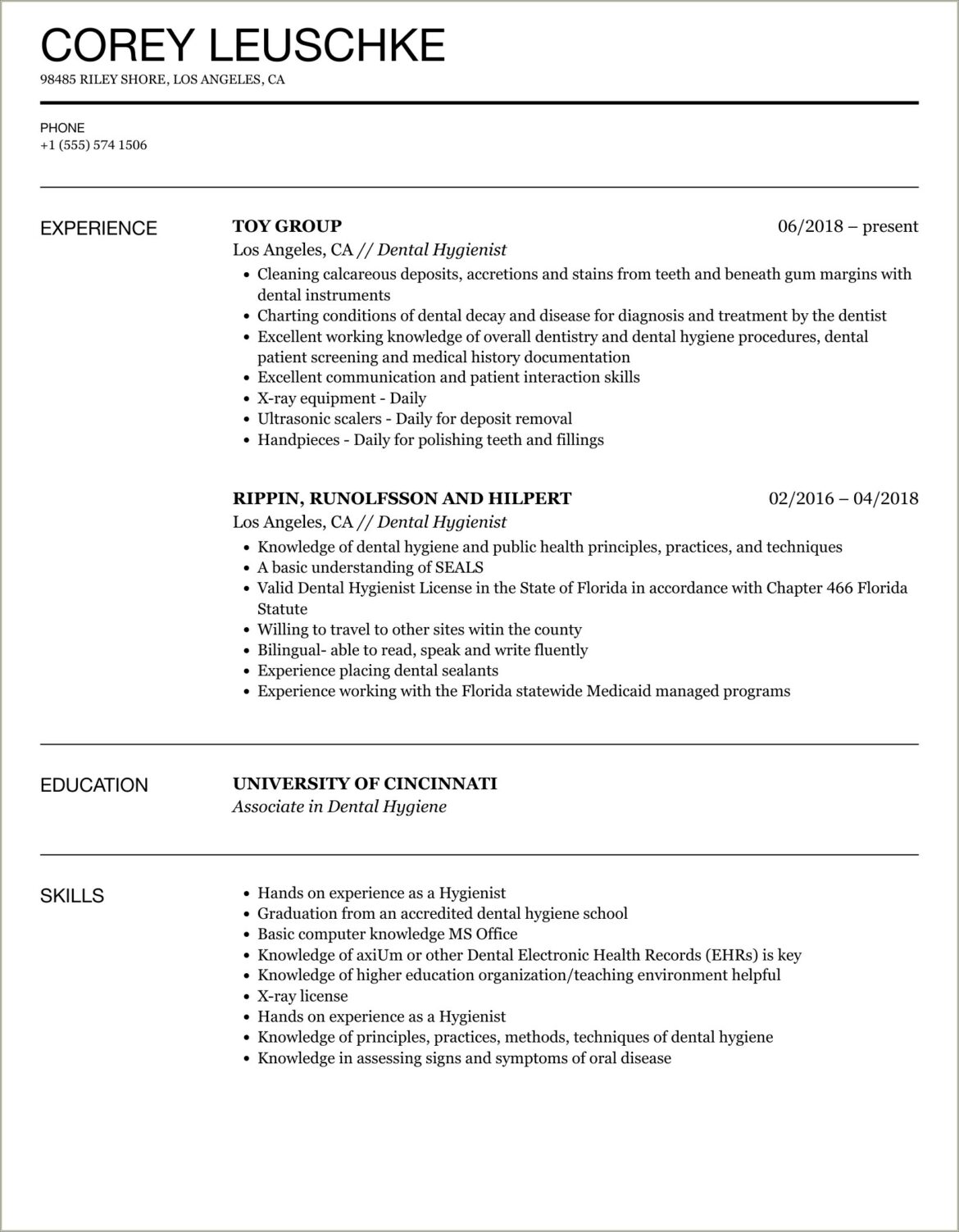 Resume For Dental Assistant Just Graduation High School