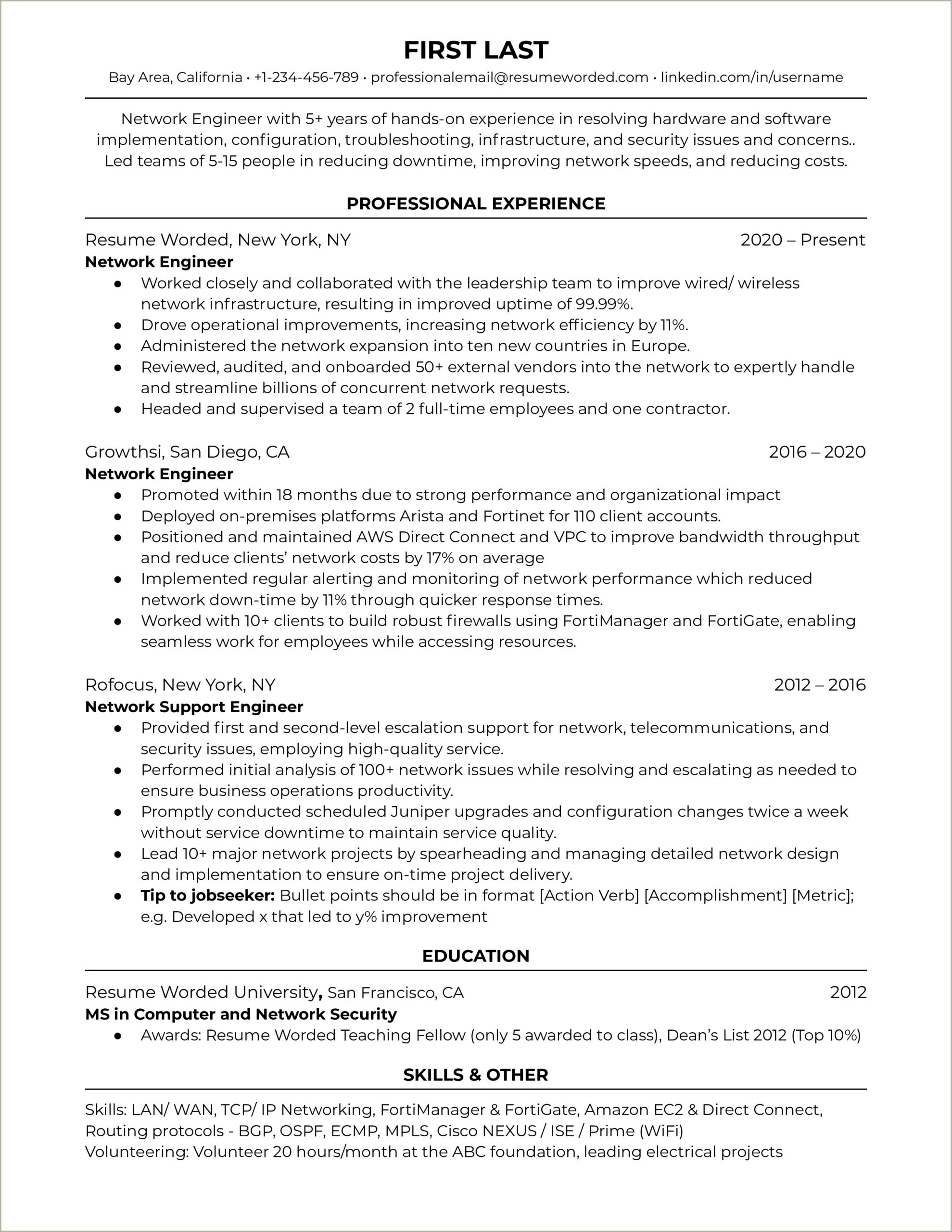 Resume For Electrical Engineer With 6 Years Experience