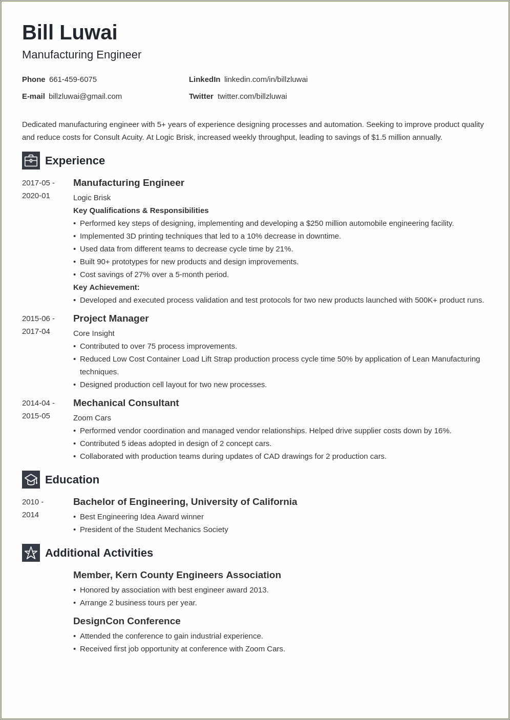 Resume For Entry Level Factory Worker