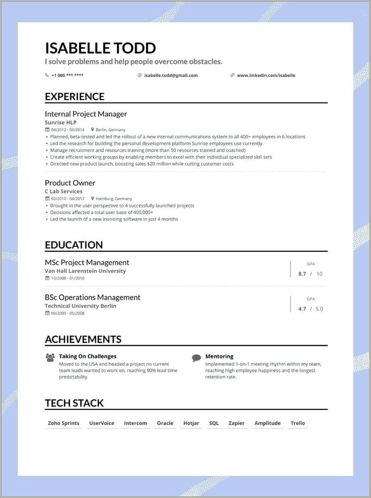 Resume For Full Time Job Out Of College