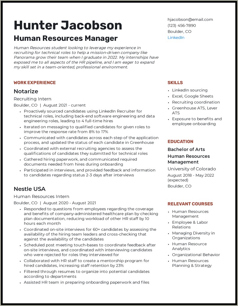Resume For Full Time Students Without Work Experience