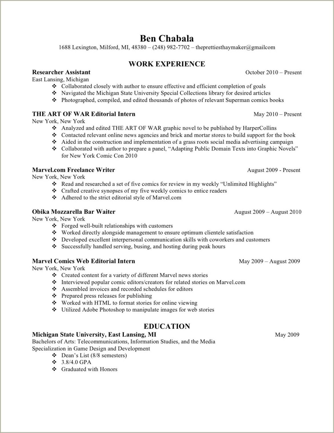 Resume For Graduate School Of Education