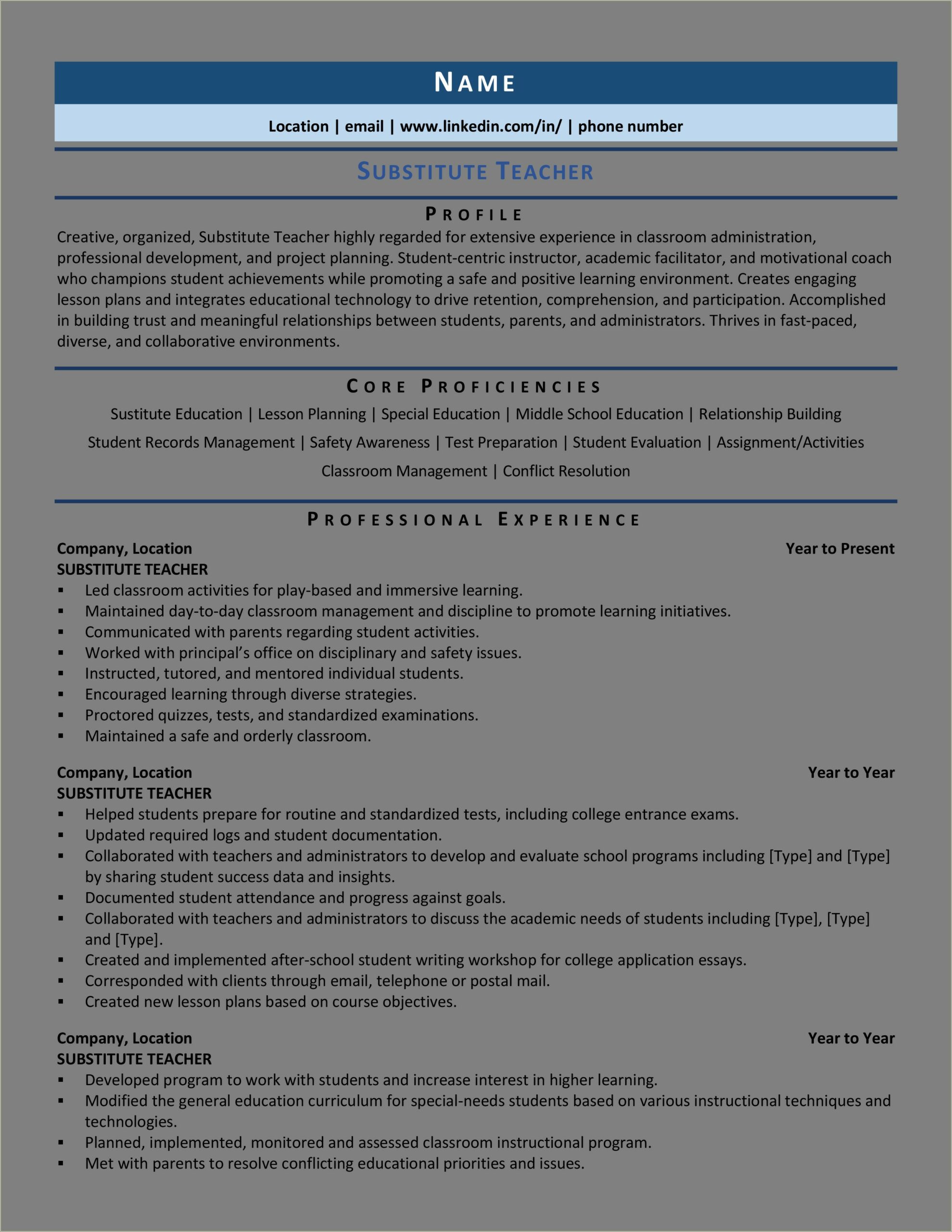 Resume For High School Coaching Position
