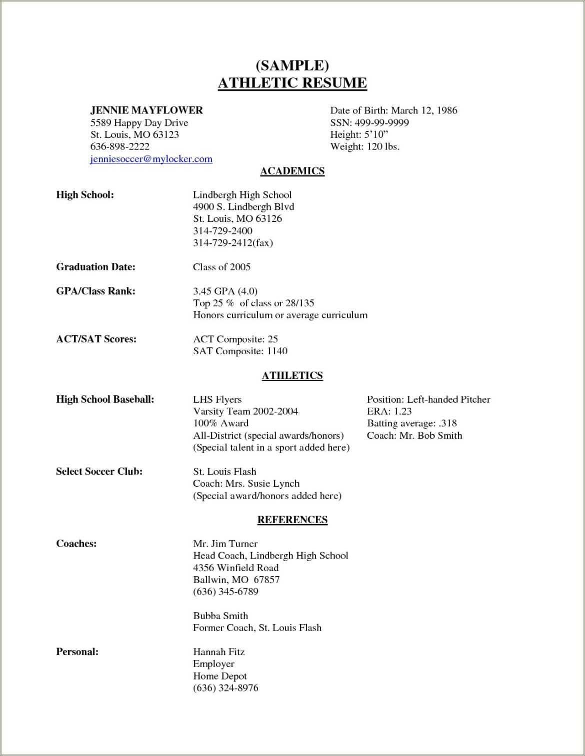 Resume For High School Senior For Work