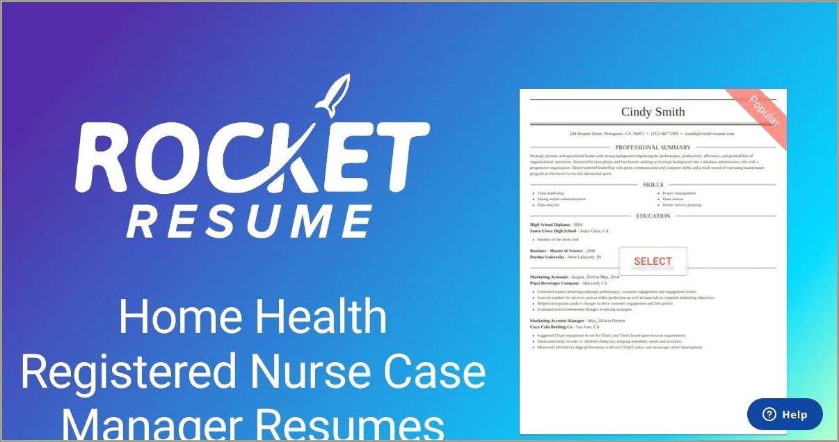 Resume For Home Health Rn Casemanager Job Skills