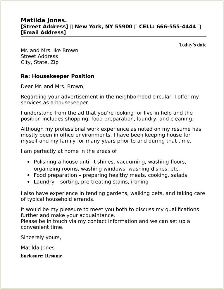 Resume For Housekeeping Job At Nursing Home