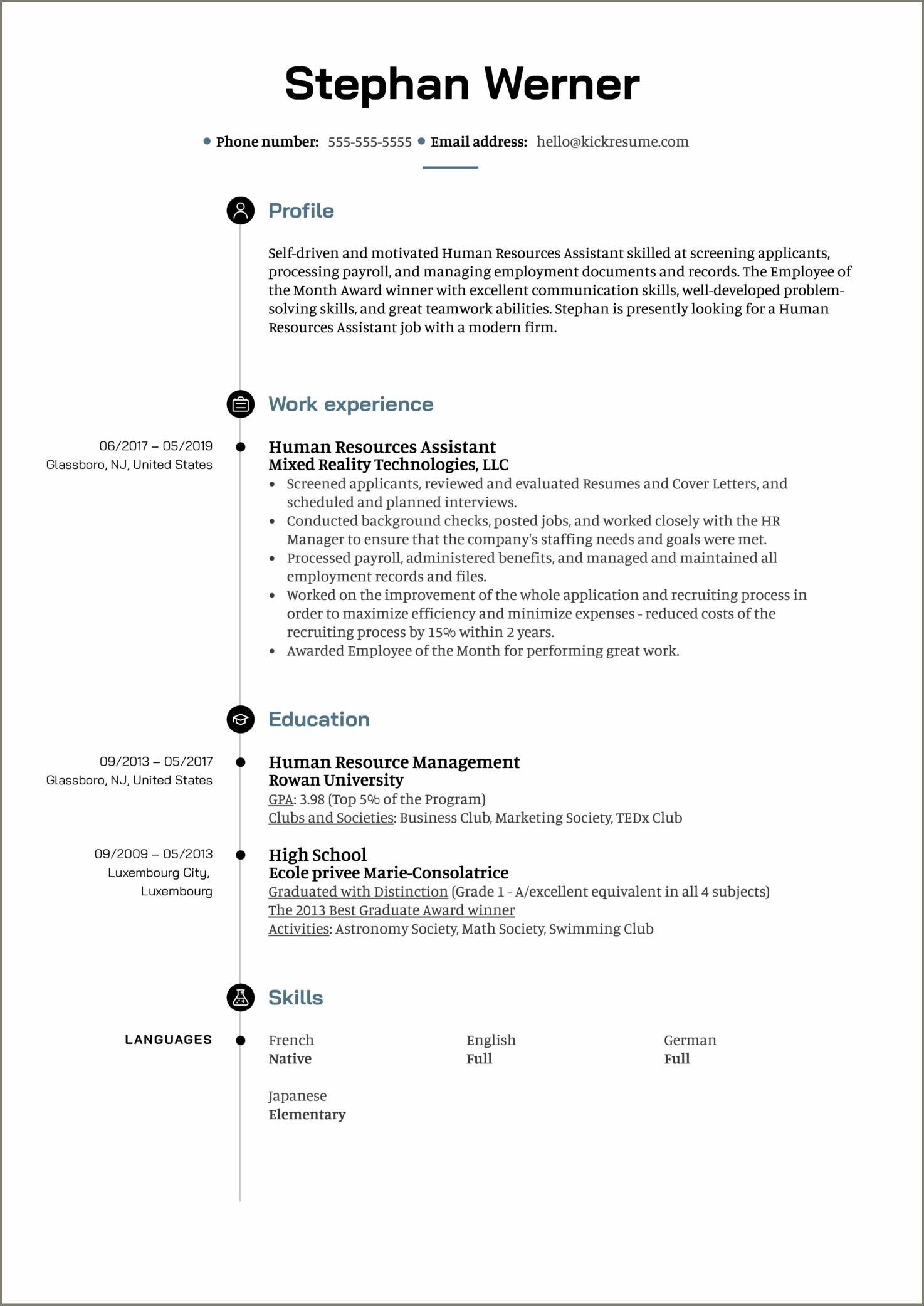 Resume For Hr Assistant With No Experience