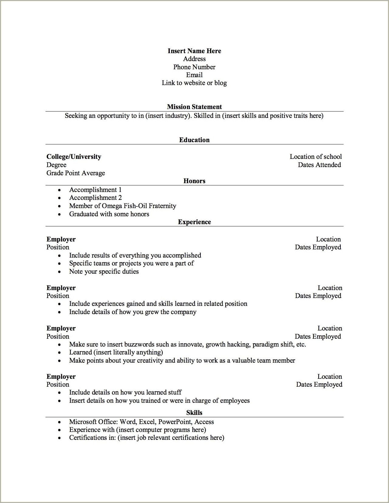 Resume For Job Interviews On Campus
