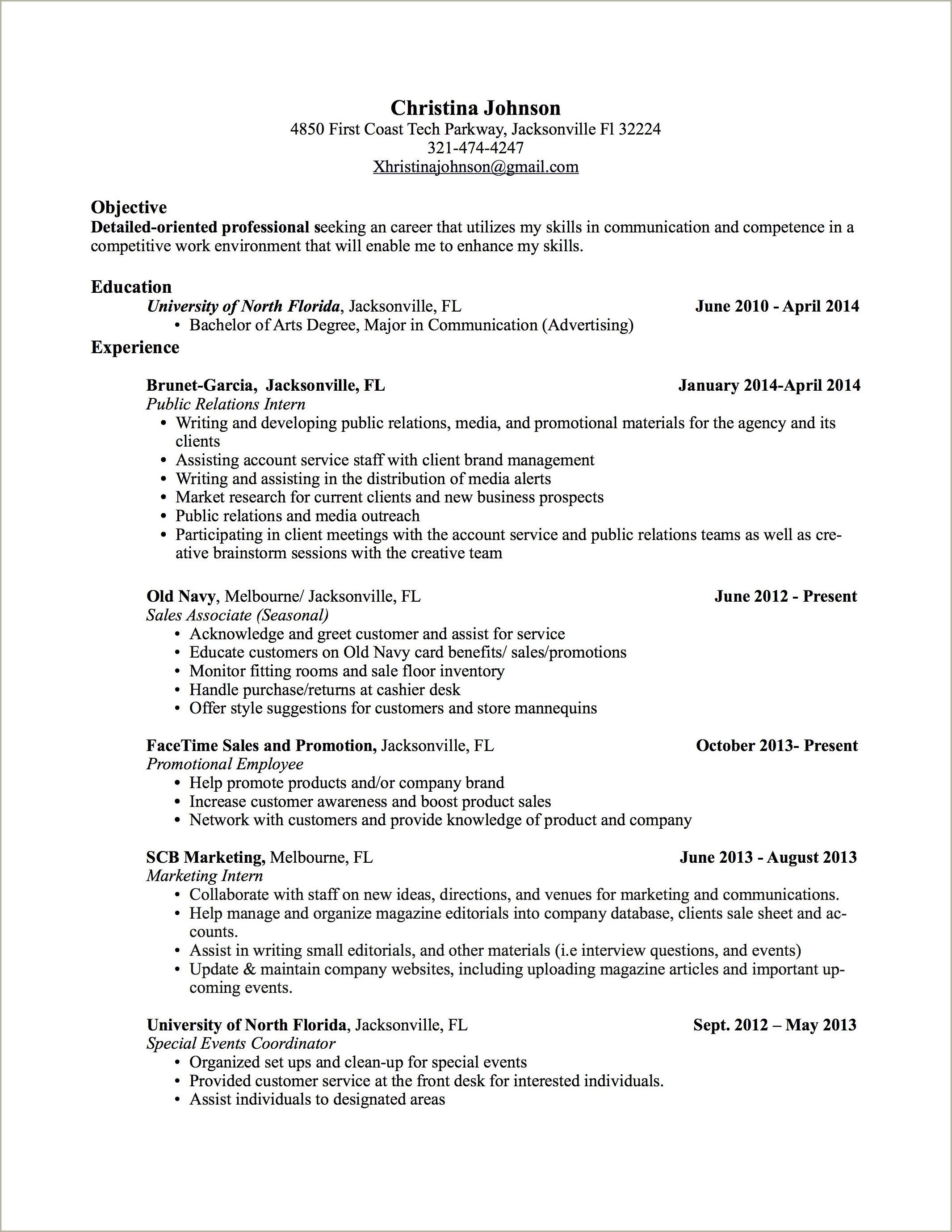 Resume For Johnson And Johnson Examples