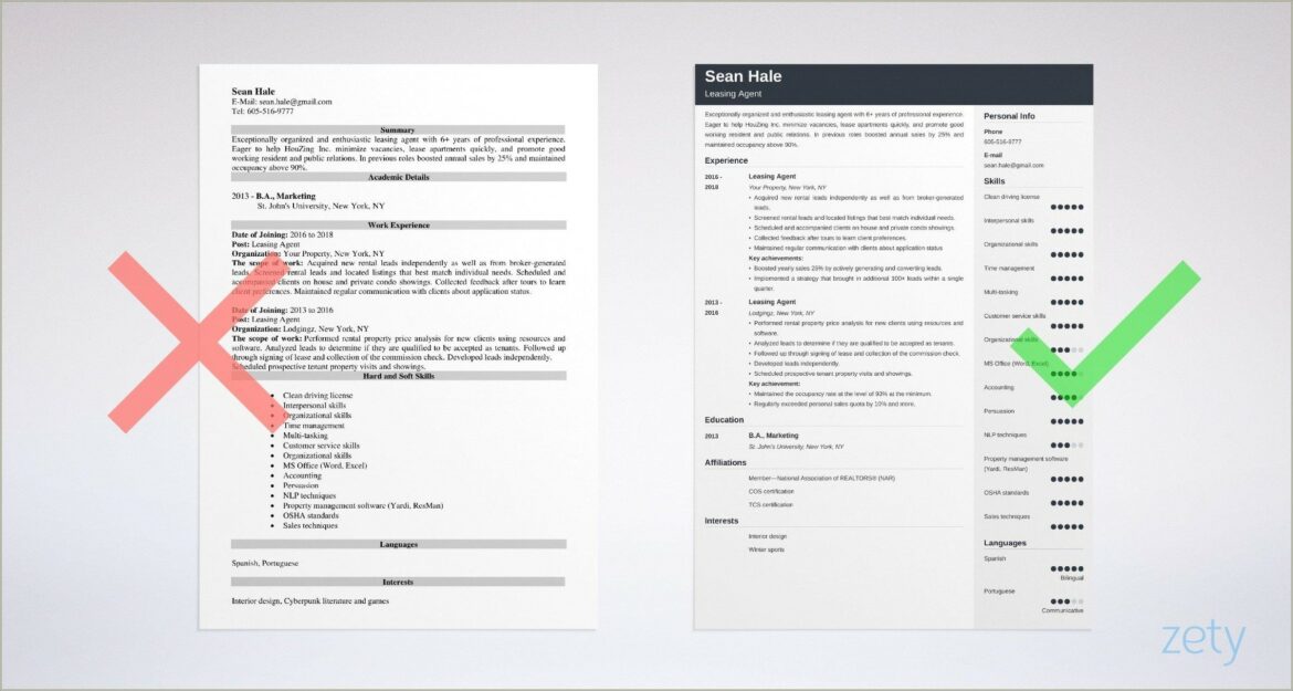 Resume For Leasing Agent With No Experience