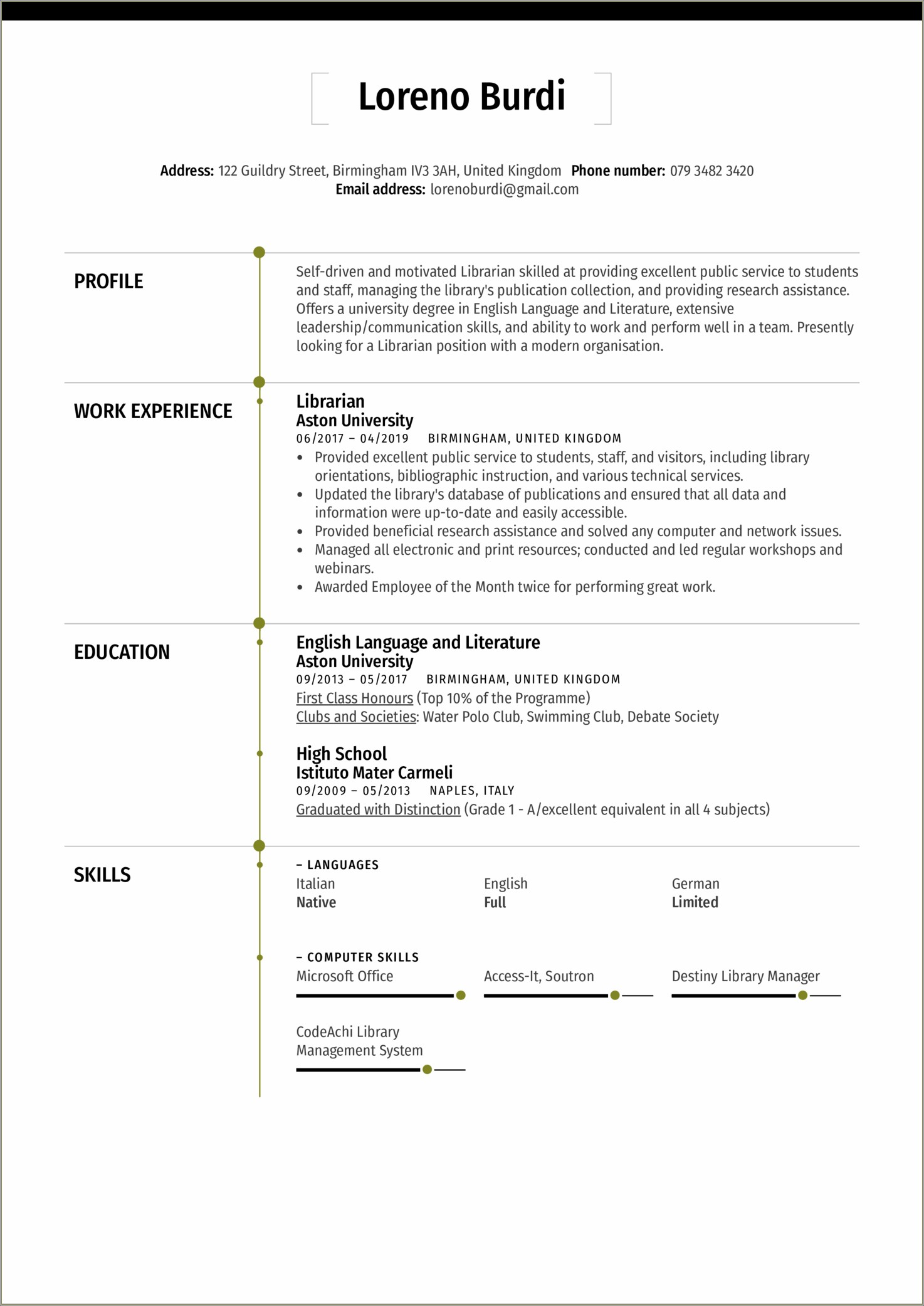 Resume For Library Assistant Position With No Experience