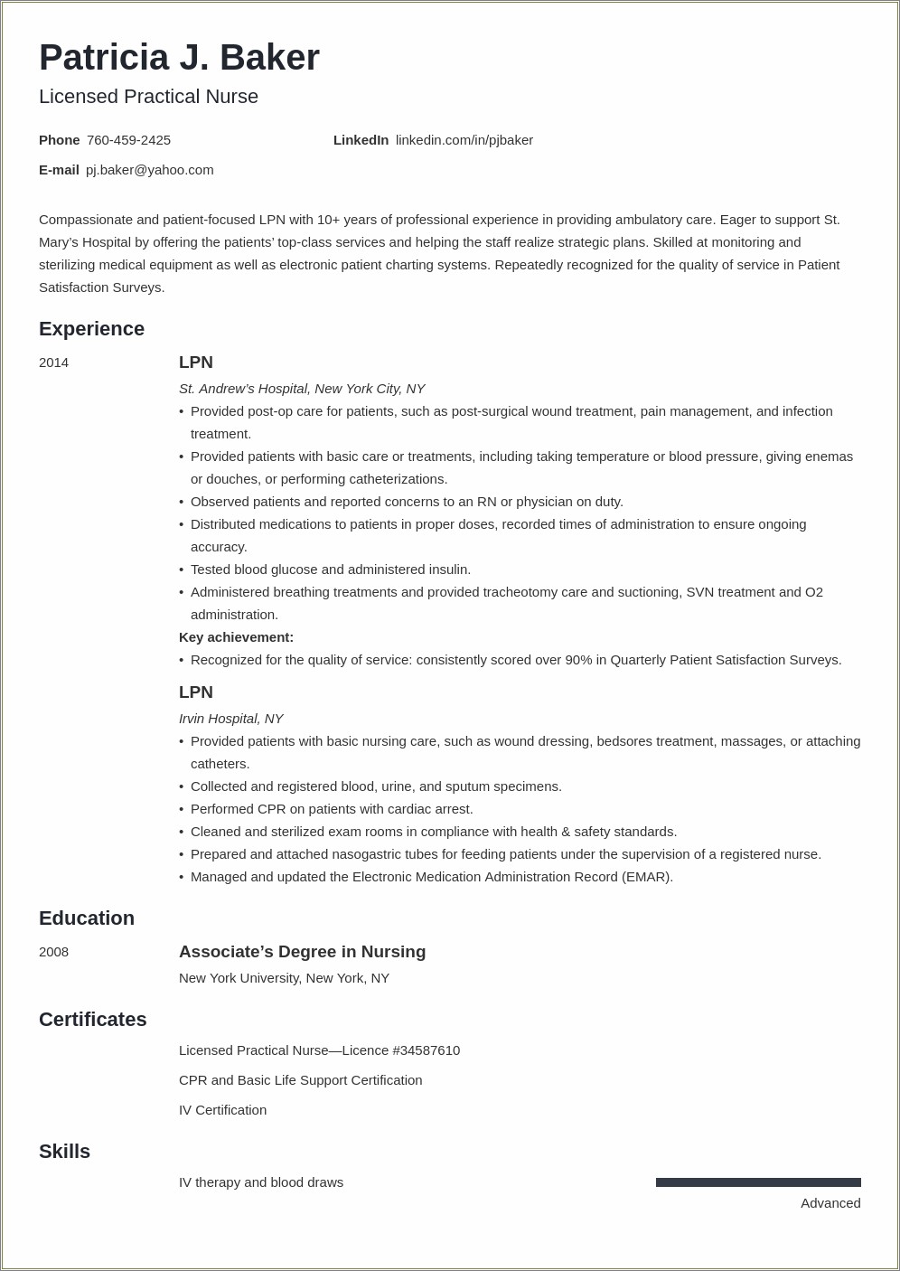 Resume For Lpn Student With No Experience