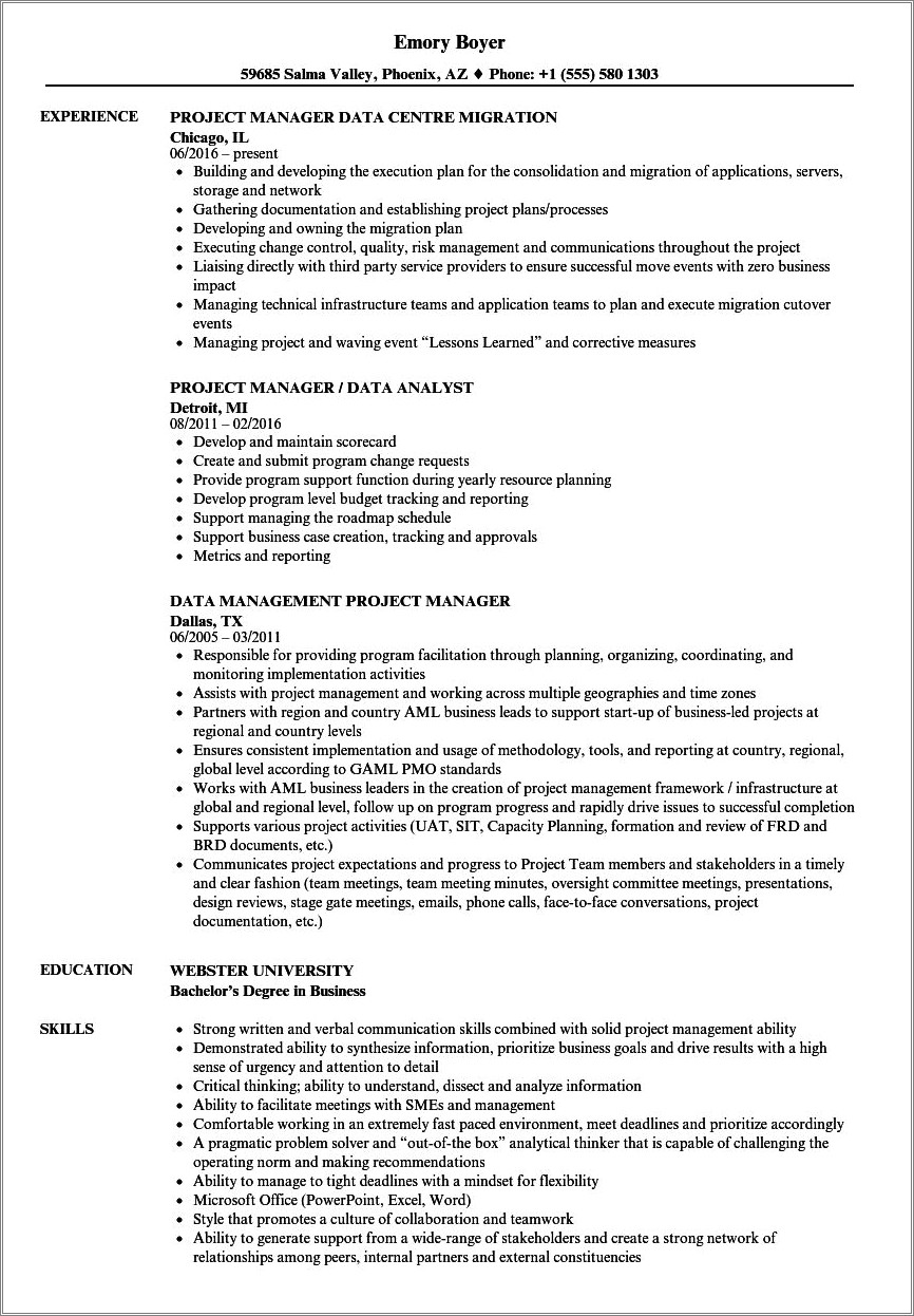 Resume For Management And Program Analyst