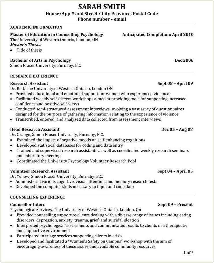 Resume For Master's Application Sample Pdf