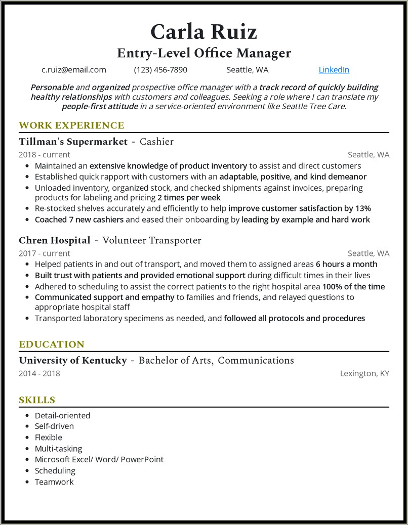 Resume For Medical Office Manager Position