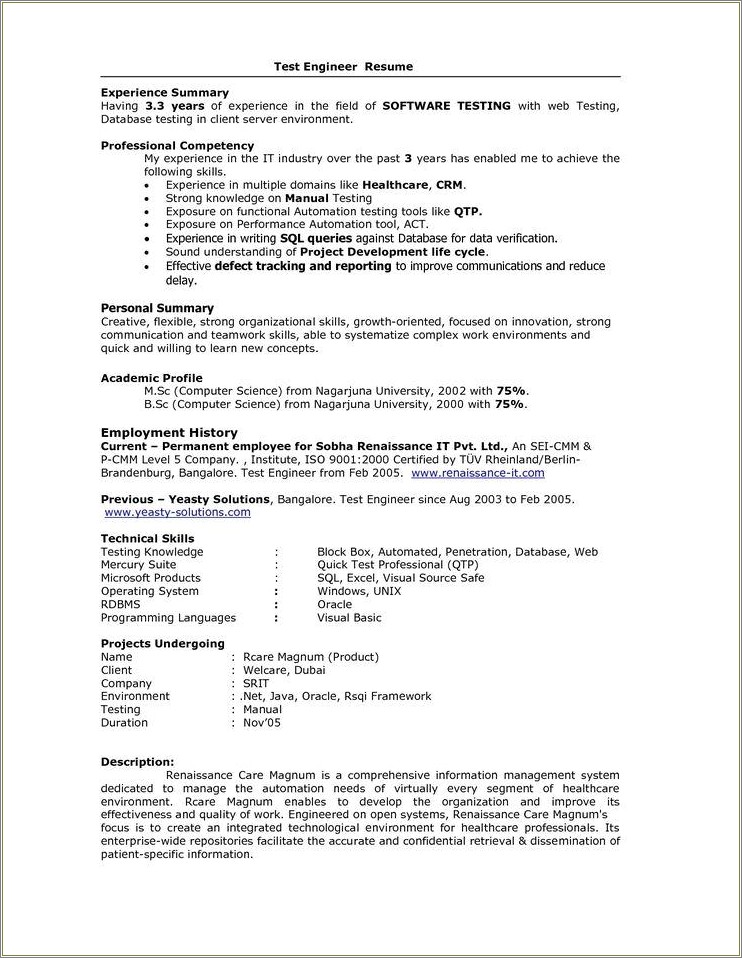 Resume For Net Developer With 5 Year Experience