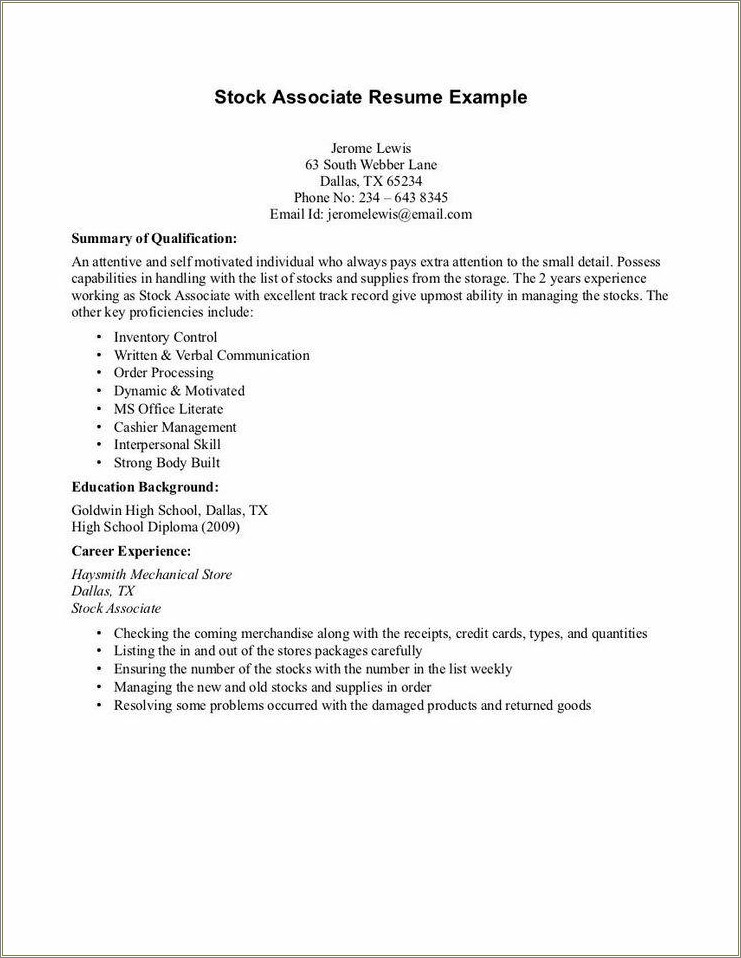 Resume For No Previous Work Experience