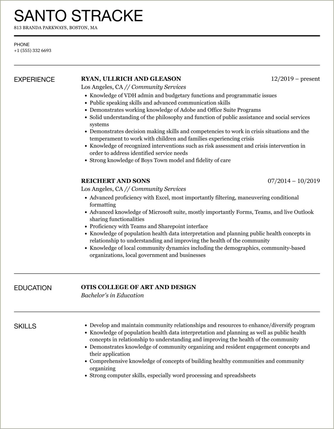 Resume For Non Profit Community Center Worker