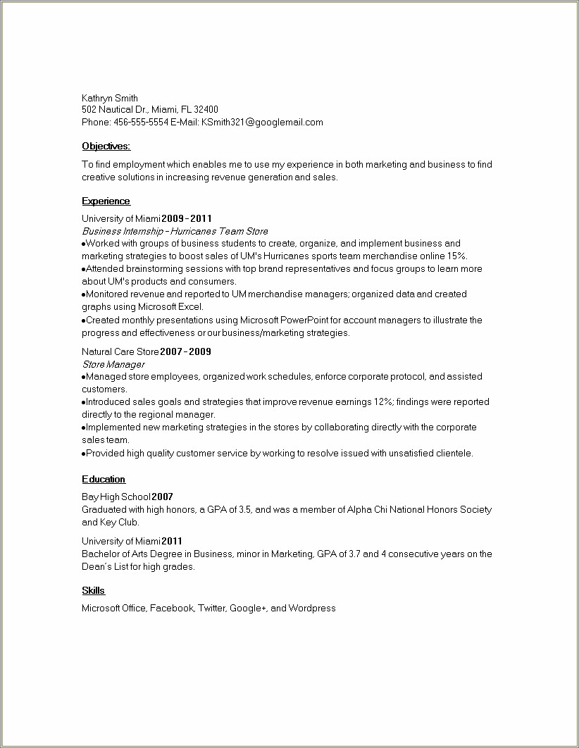 Resume For Office Manager In Small Business