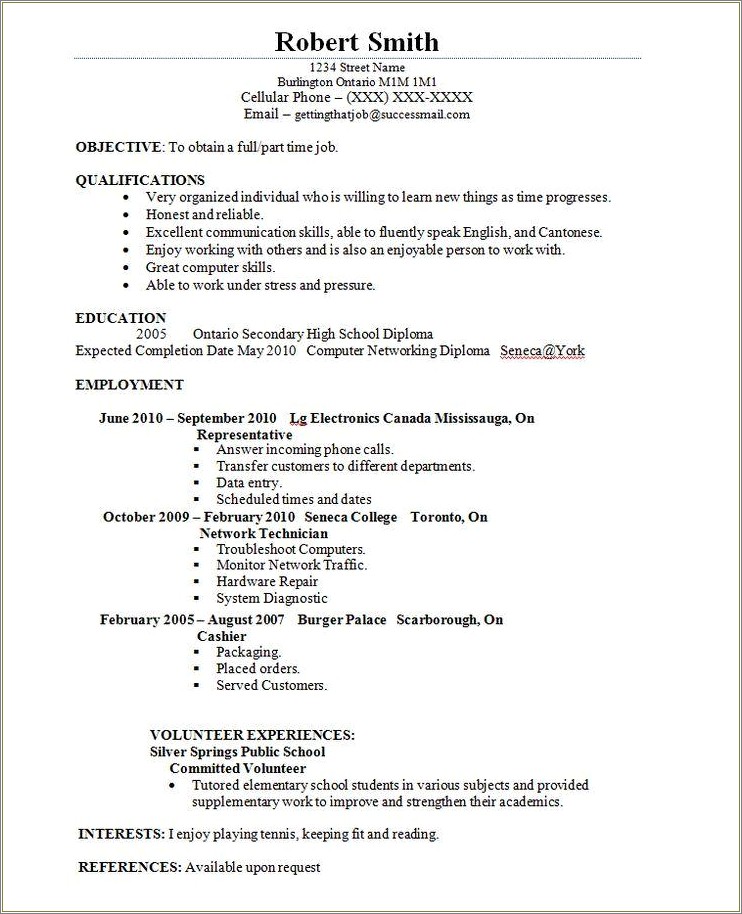 Resume For Part Time Job For Retirees