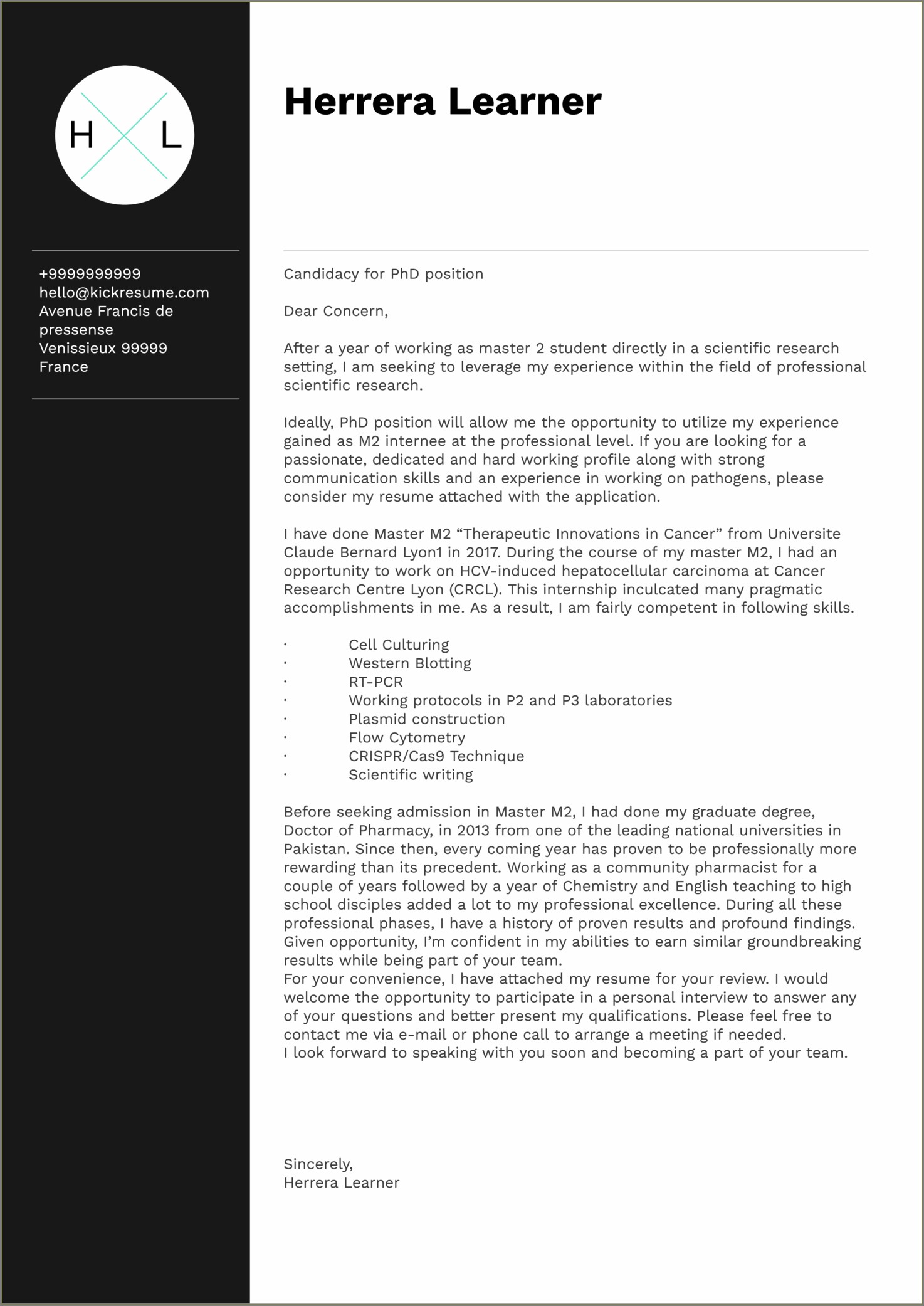 Resume For Phd Application With Job Experience