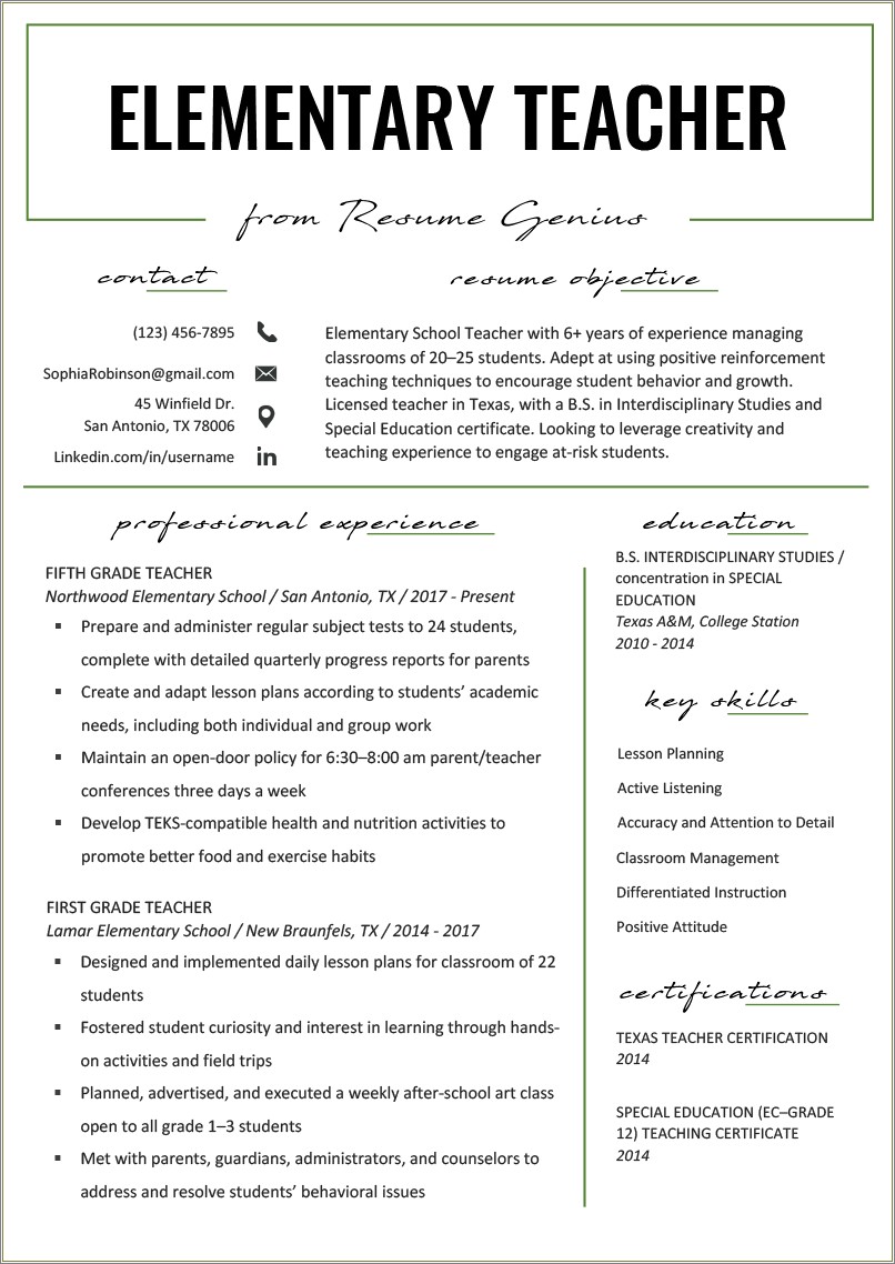 Resume For Preschool Assistant With No Experience