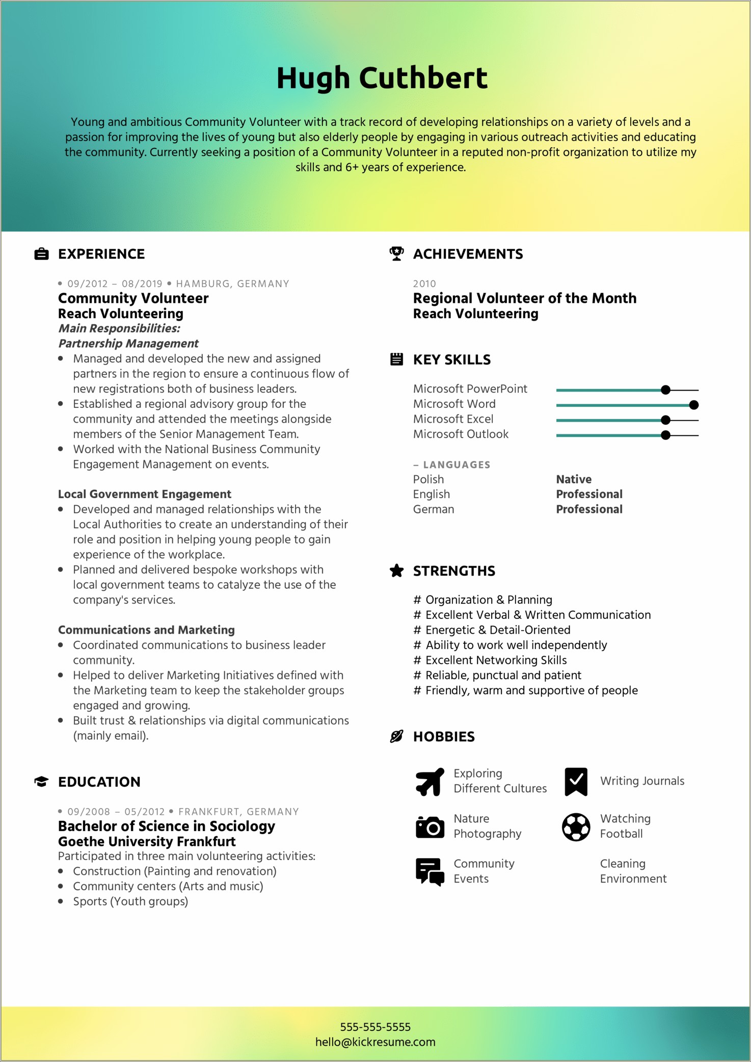 Resume For Professional And Voulountary Experience