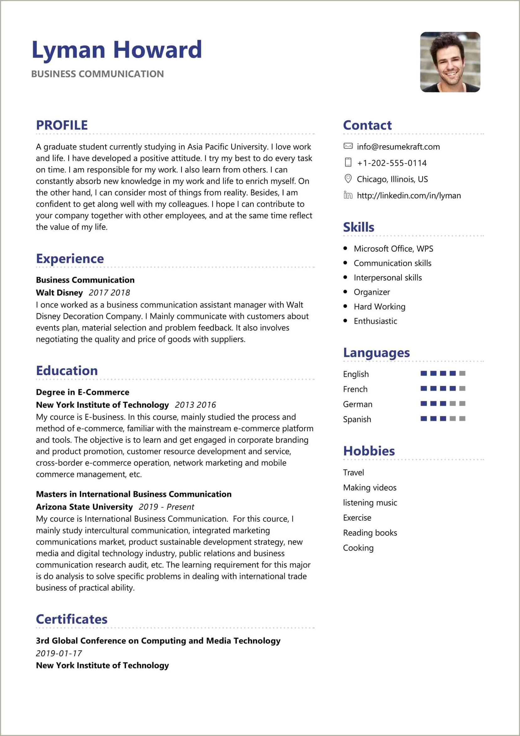 Resume For Promotion Within Same Company Example