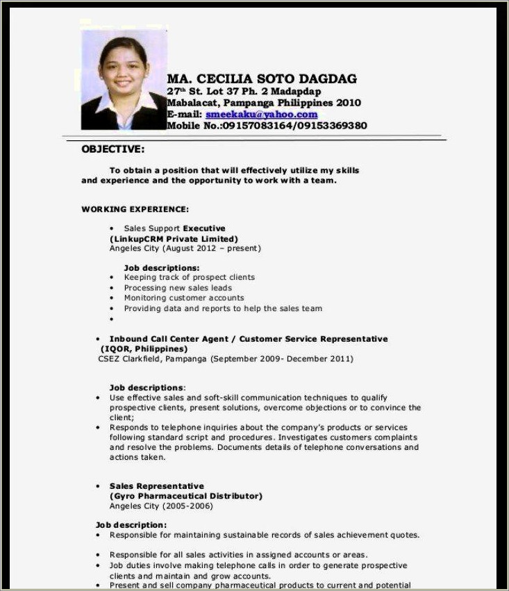 Resume For Sales Lady For No Experience