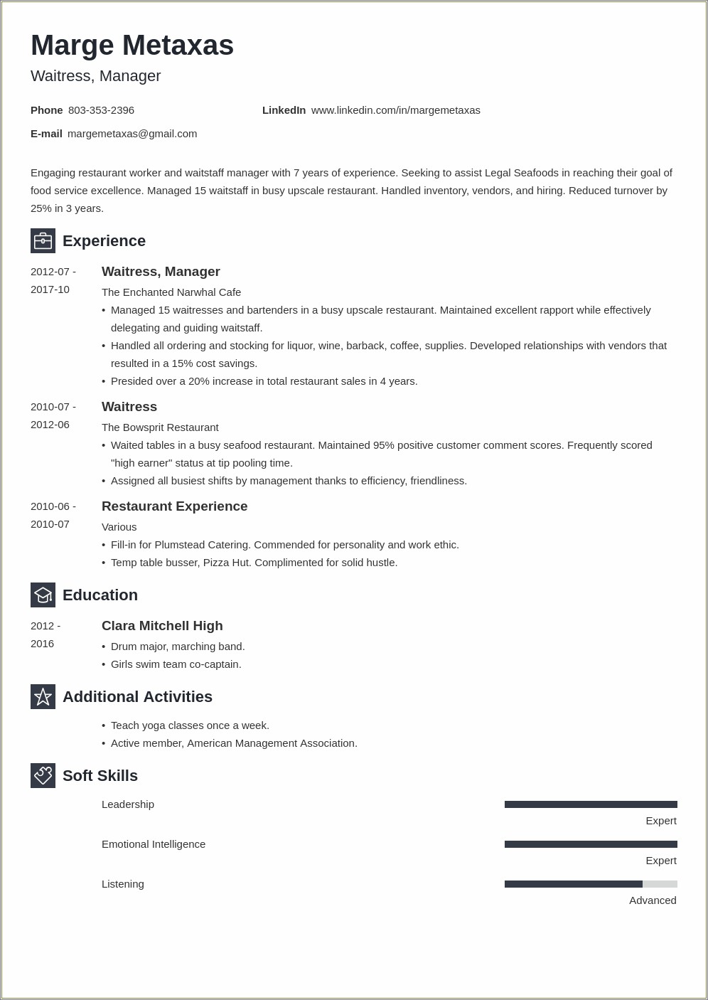 Resume For School Cafeteria With No Experience