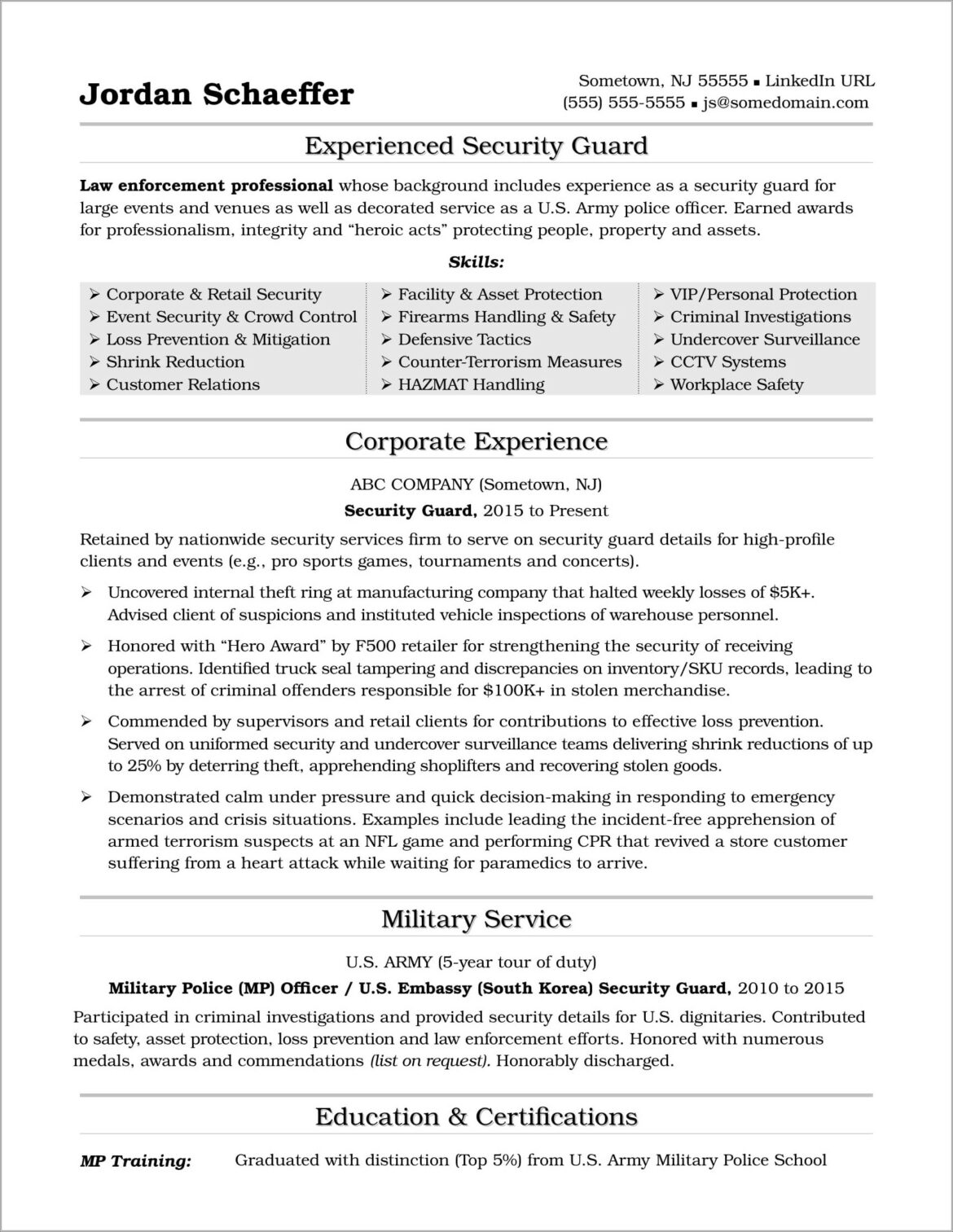 Resume For Security Officer With No Experience