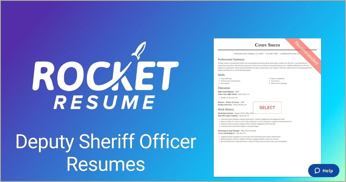 Resume For Sheriff Deputy No Experience
