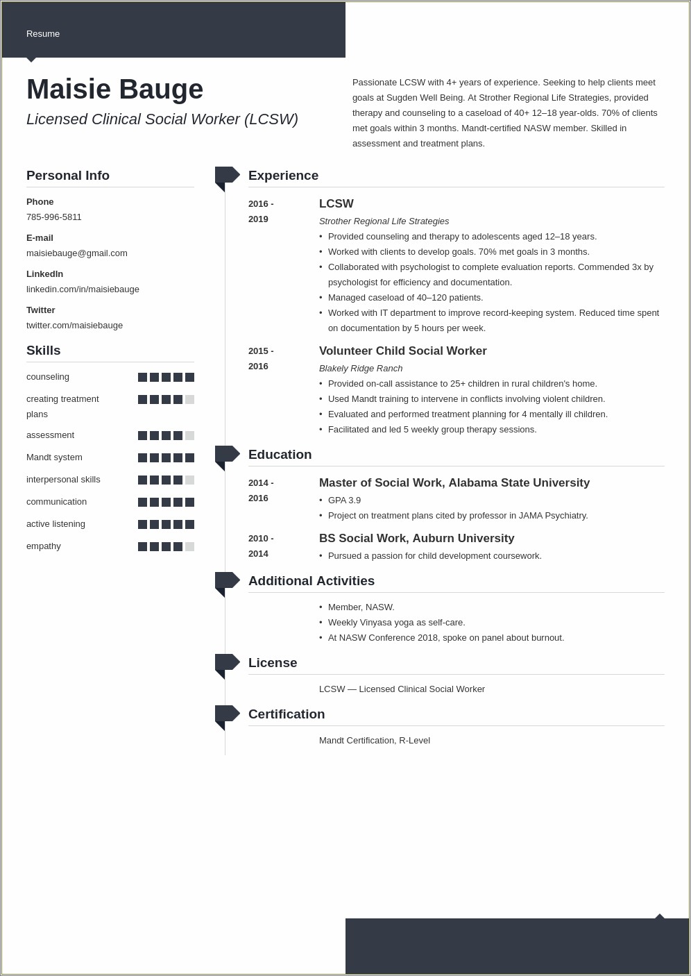 Resume For Social Work College Students