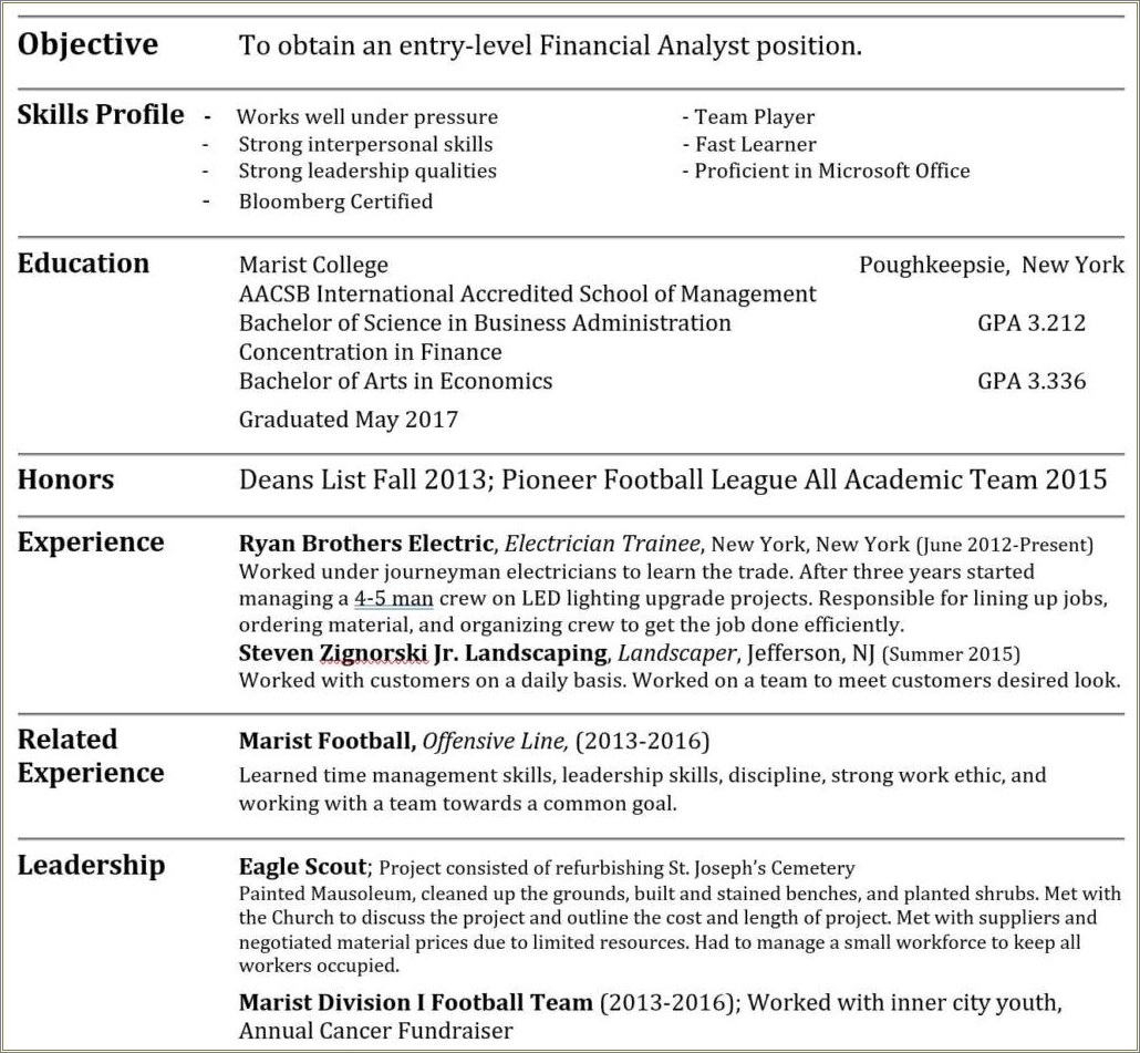 Resume For Someone With No Experience Example