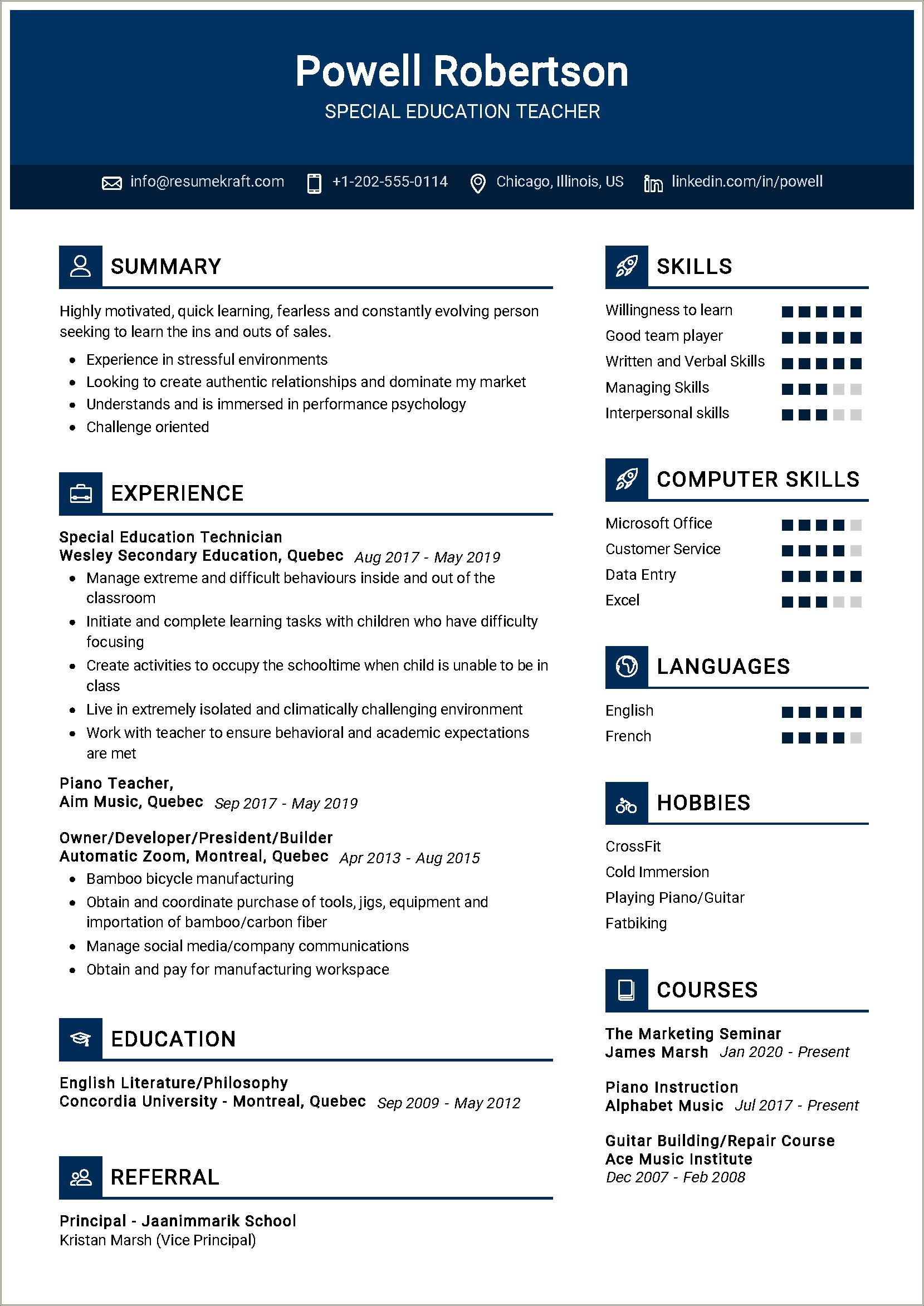 Resume For Special Education Start Examples