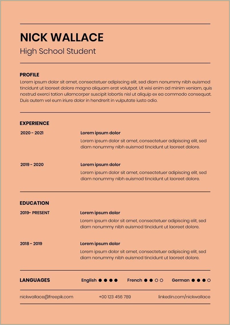 Resume For Student Out Of High School