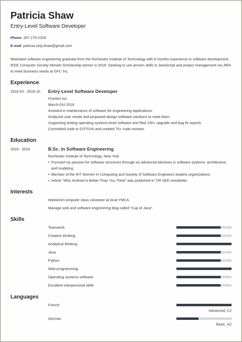 Resume For Survival Job In Canada