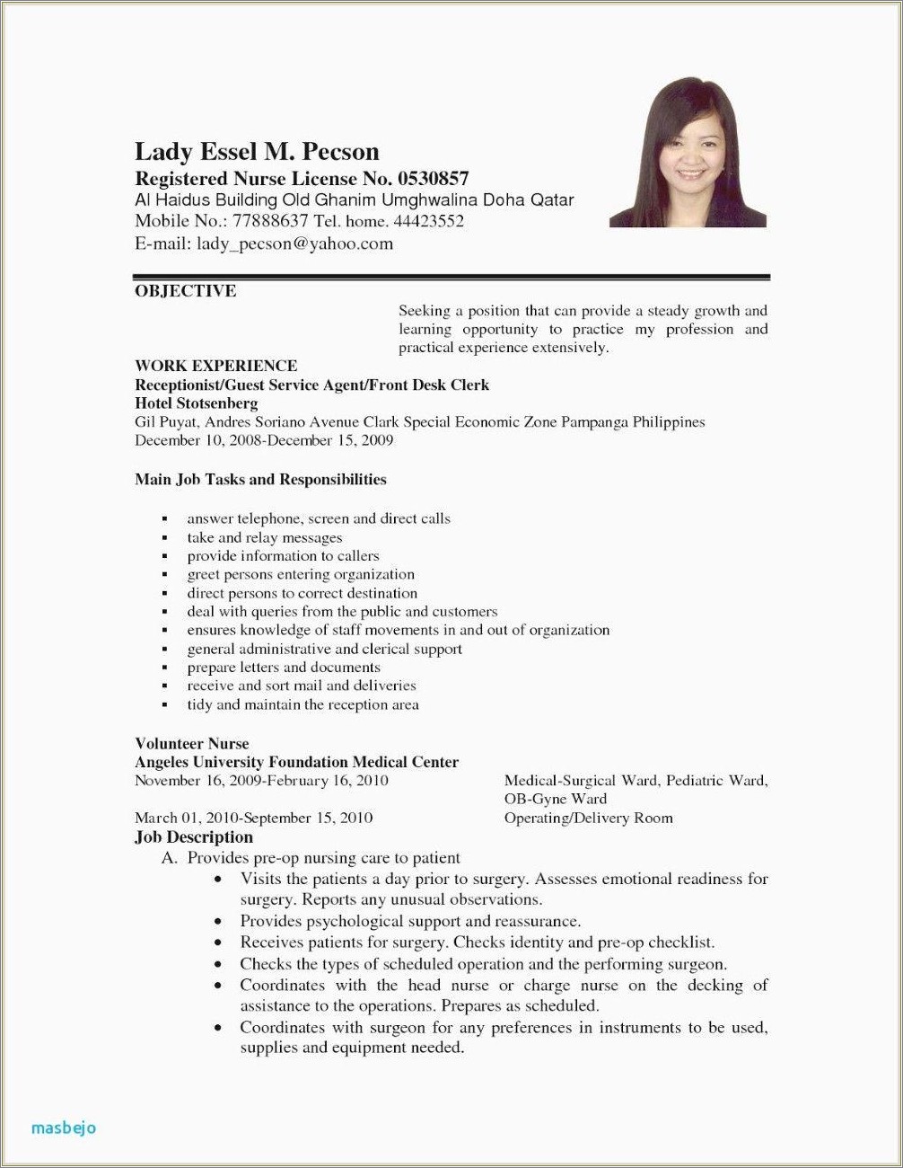 Resume For Waitress Job With No Experience