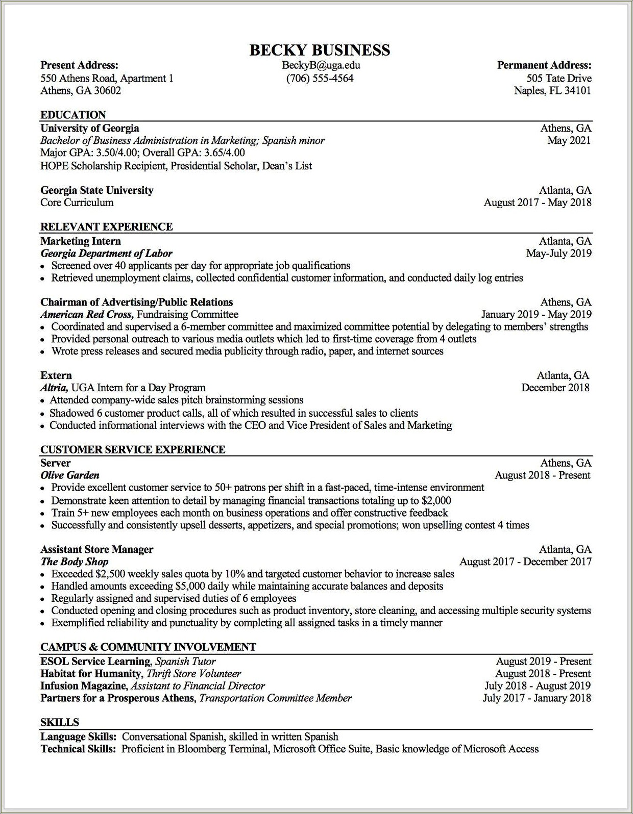 Resume For Working At Thrift Store