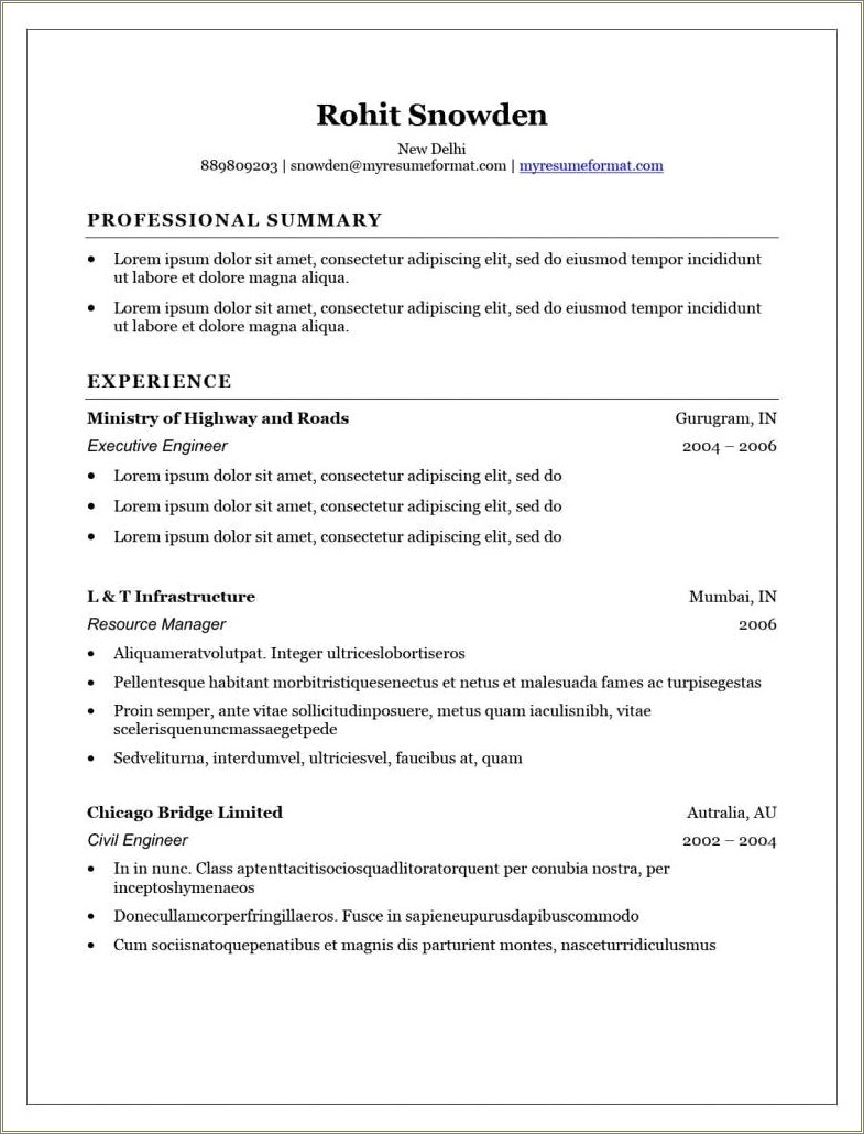 Resume Format Download For Freshers In Word