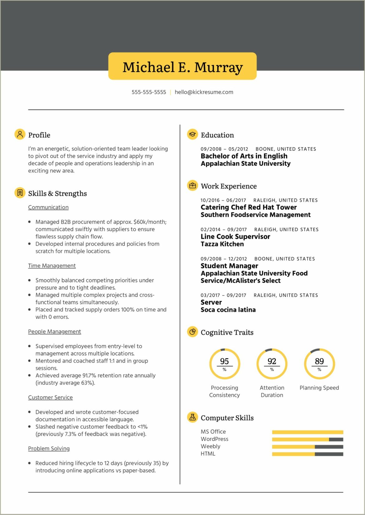 Resume Format Example For Chef Cooks