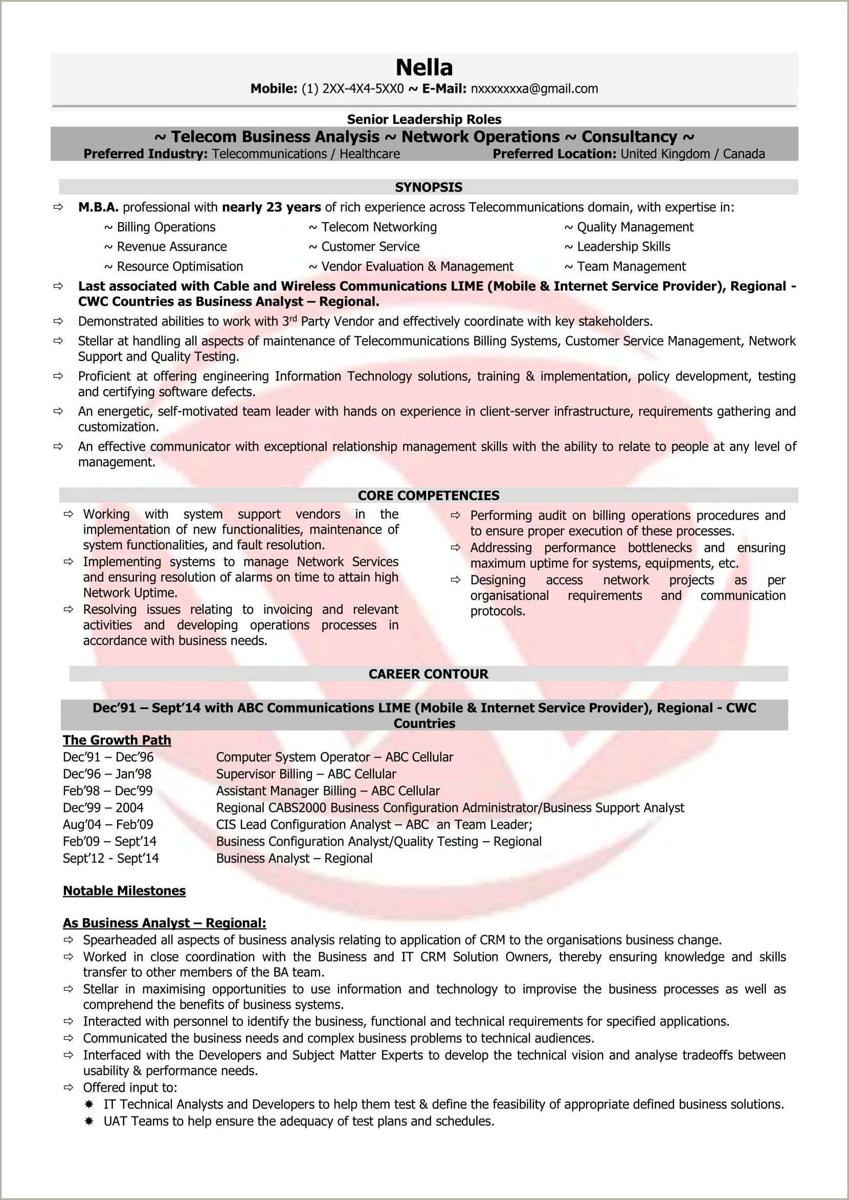 Resume Format For Assistant Manager Operations Bpo