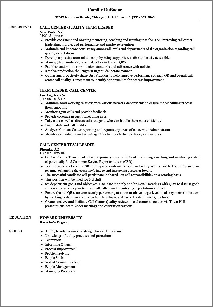 Resume Format For Bpo Jobs Pdf