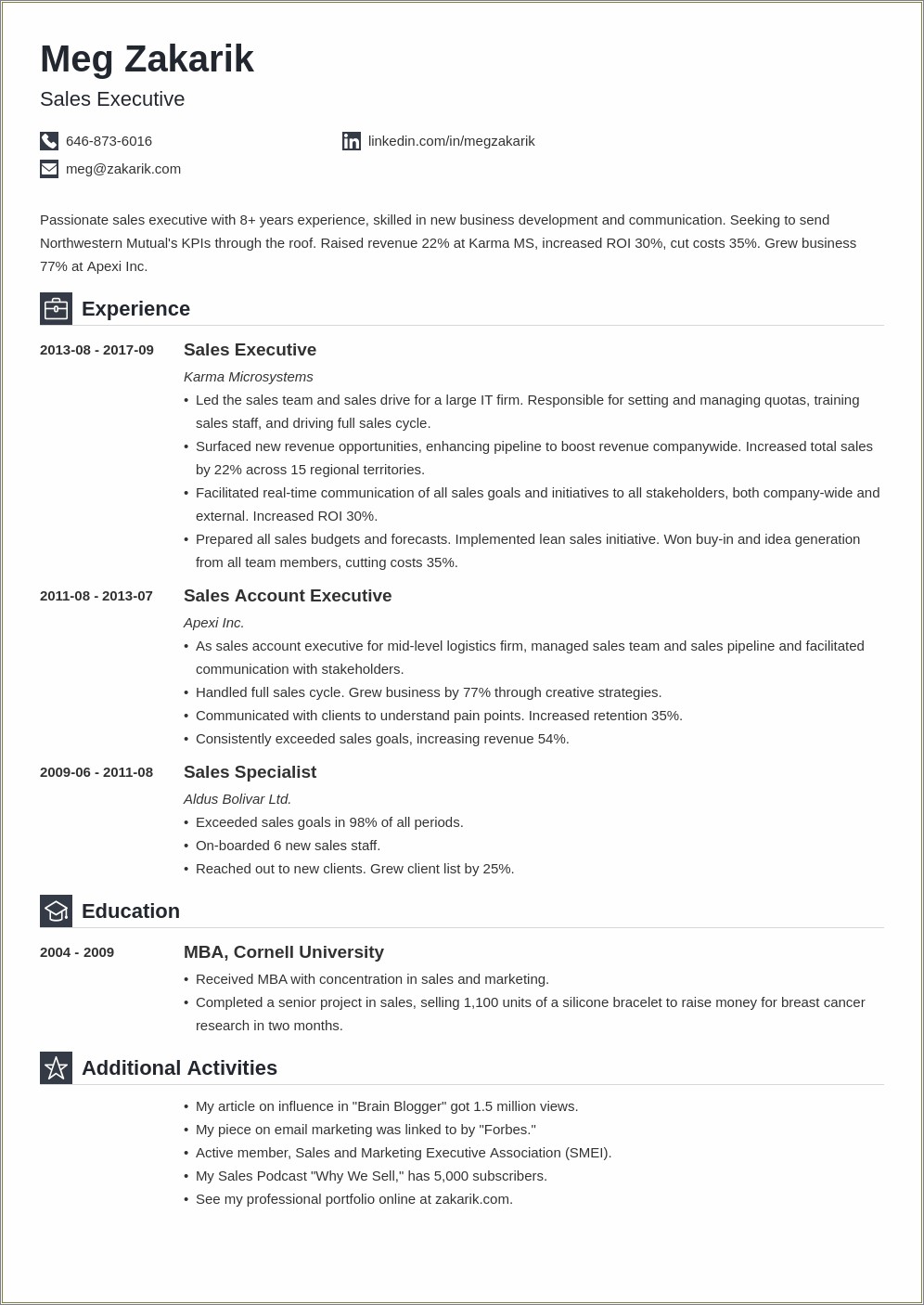 Resume Format For Channel Sales Manager In India