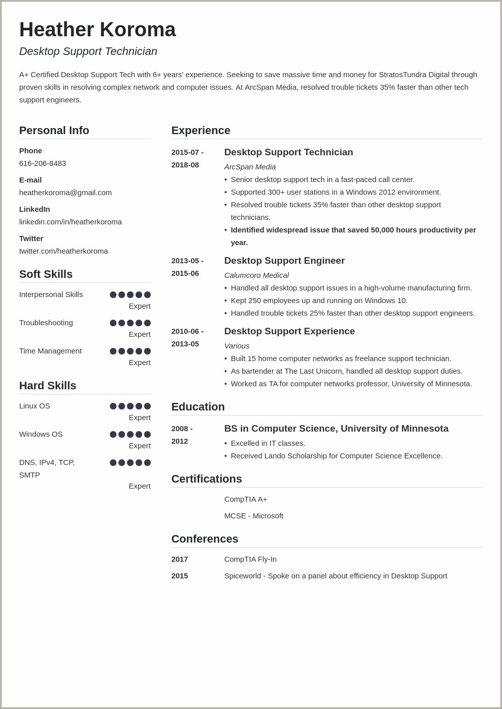 Resume Format For Desktop Support Engineer Free Download