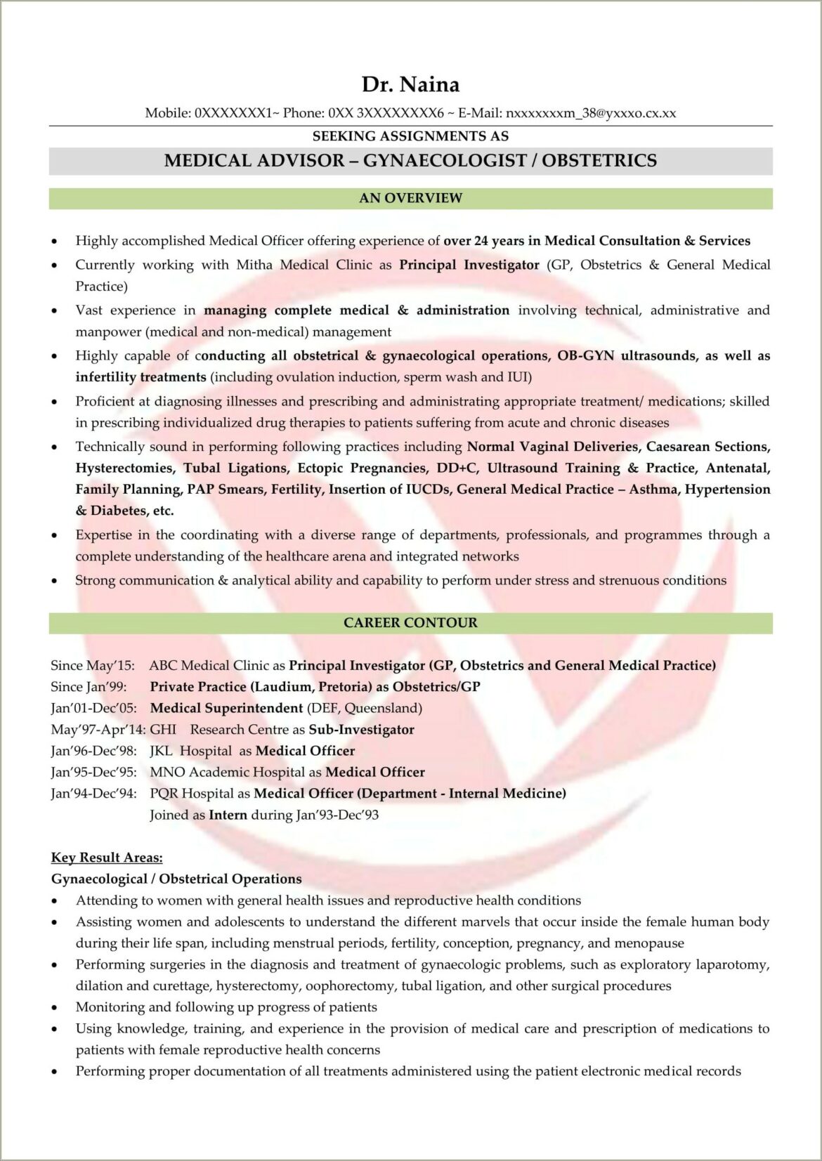 Resume Format For Doctors Free Download