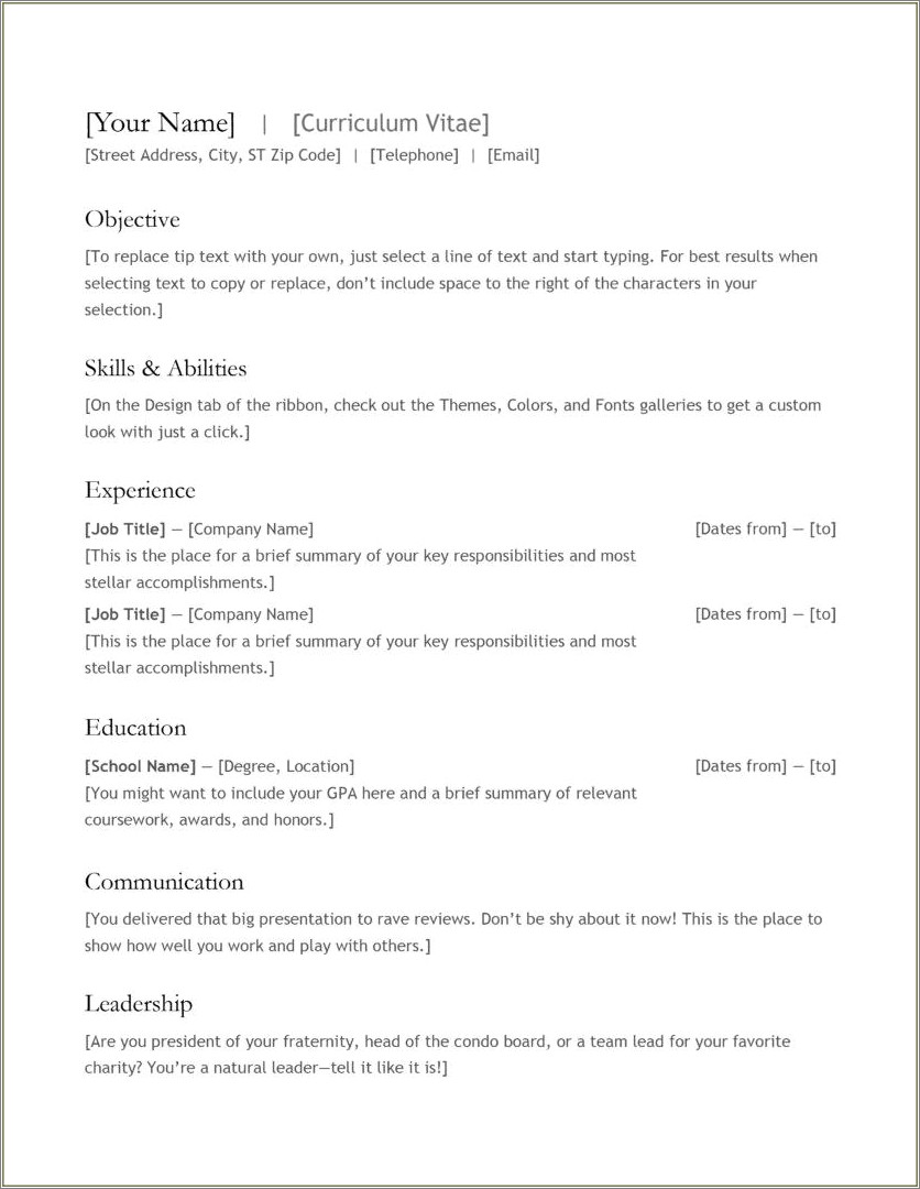 Resume Format For Doctors In Word