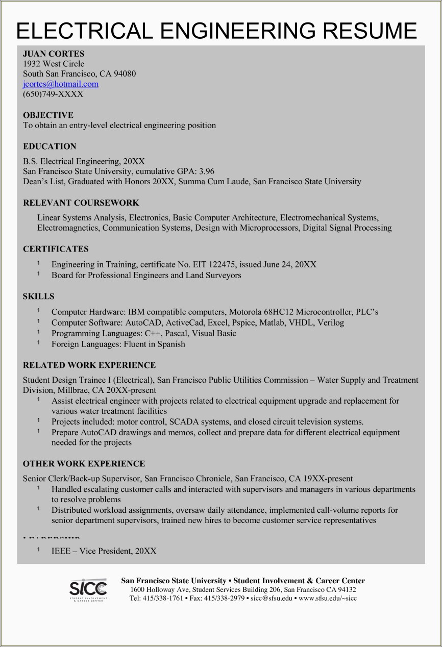 Resume Format For Engineers Download Free