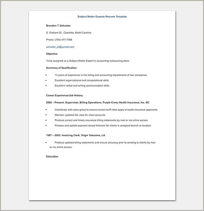 Resume Format For Experience In Telecom Sales