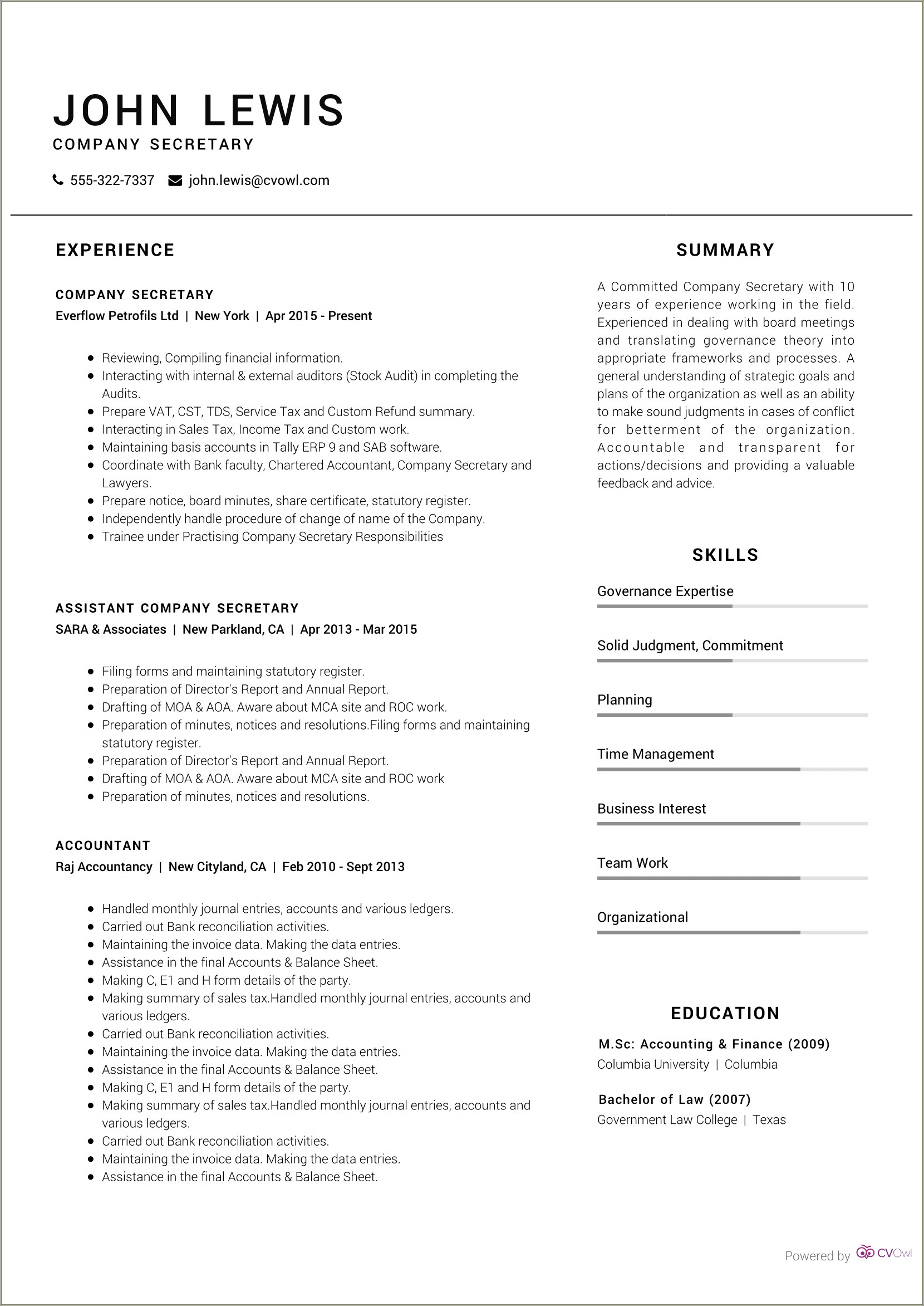 Resume Format For Government Job In India